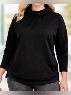 Xersion XL Black Quick Dri Cowl Neck Pullover Athleisure Workout Top Womens